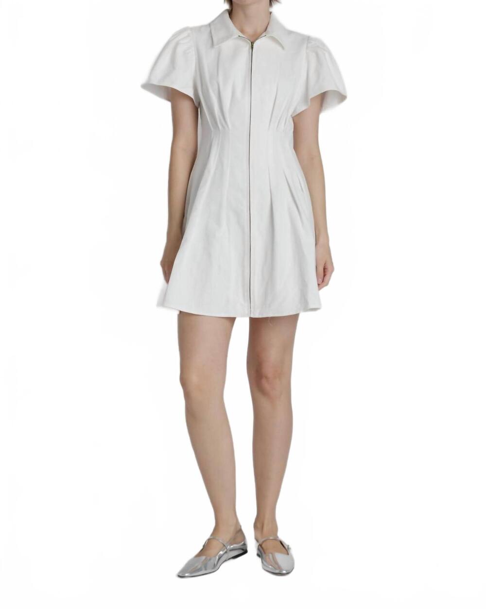 NEW AUREUM twill utility mini dress in white